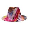 Fedora Wide Brim Print Tie Dye Men's and Women's Tweed Fashion Panama Hat Retro Gradient Jazz Hat Fedora Men