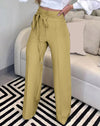 Women Tied Detail Straight Leg Work Elegant Pants