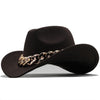 Luxury Men Women Western Cowboy Hat With gold chain Wide Brim Hat Pop Jazz Hat Winter Wool Hat Size 56-58CM