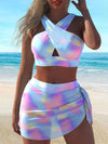 Ombre Print Crisscross High Stretch 2 Piece Set Bikini Swimsuits, Women's Swimwear & Clothing