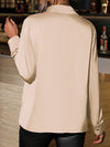 Solid Color Button Front Blouse, Casual Long Sleeve Polo Collar Blouse For Spring & Summer, Women's Clothing