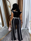 M3079 New Summer Women'S Trousers Suit Spice 'S Shoulder-to-shoulder Color Stitching Line High Waist Trousers Suit Two-piece Suit