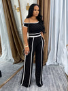M3079 New Summer Women'S Trousers Suit Spice 'S Shoulder-to-shoulder Color Stitching Line High Waist Trousers Suit Two-piece Suit