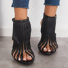 Newest Vertical Straps High Heel Sandals Black Red Suede Hollow Clear PVC Dress Shoes Cut-out Thin Heels Gladiator Sandals