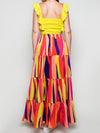SHIRRED CROP TOP ALLOVER PRINT SKIRT SET