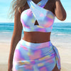 Ombre Print Crisscross High Stretch 2 Piece Set Bikini Swimsuits, Women's Swimwear & Clothing