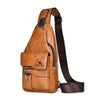 1 Piece Men's New PU Leather Vintage Casual Simple Chest Bag, Crossbody Large Capacity Multi-compartment Waterproof Premium Men's Crossbody Bag for Carrying Out.