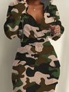 Camouflage Print Hooded Dress, Casual Drawstring V Neck Long Sleeve Dress, Women's Clothing