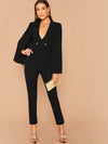 Blazer Sets Women 2 Piece Outfits Double Breasted Cape Blazer and Tailored Pants Set