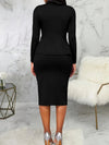 Elegant Business Skirt Set, Single Button Long Sleeve Slim Blazer & High Waist Bodycon Pencil Skirt Outfits, Women's Clothing