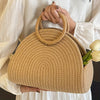 Chic Mini Straw Beach Tote - Lightweight, Solid Color Woven Handbag for Women