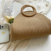 Chic Mini Straw Beach Tote - Lightweight, Solid Color Woven Handbag for Women