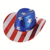 Sequin Cowgirl Hat Star Striped Red White and Blue Western Cap Independence Day Hat Patriotic Hats for Women Men