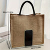 2 Pcs Fashionable Lady's Patterned Tote Bag Set: Lightweight Burlap Shopping Bag + Portable Travel Beach Bag with Makeup Bag