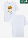 100% Women's Casual T-Shirt with Elegant Golden Rose Print – Soft, Comfortable Short Sleeve Design, Machine Washable, Perfect for Year-Round Wear, Casual Wear | Chic Casual Style | Stretchable Knit