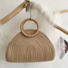 Chic Mini Straw Beach Tote - Lightweight, Solid Color Woven Handbag for Women