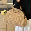 Chic Mini Straw Beach Tote - Lightweight, Solid Color Woven Handbag for Women