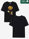 100% Women's Casual T-Shirt with Elegant Golden Rose Print – Soft, Comfortable Short Sleeve Design, Machine Washable, Perfect for Year-Round Wear, Casual Wear | Chic Casual Style | Stretchable Knit