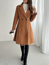 Stylish Double-Breasted A-Line Long Coat - Wool & Blends - Elegant Solid Color, Long Sleeve, Longline Design, Fall & Winter Essential, Women's Clothing, Chic and Sophisticated